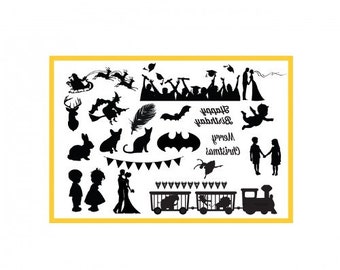 Celebration And Holiday Silhouette Mat/Mold, Cake Silhouettes
