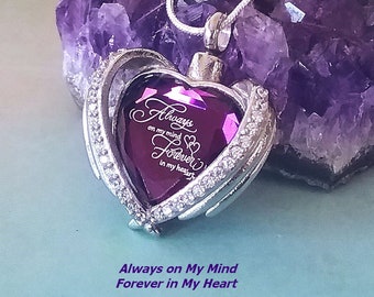 DEPHINI - Collar De Corazón Púrpura - Plata De Ley 925 - Adornado Con Colgante De Cristal De Circonita Cúbica - Cadena De Plata Bañada En Rodio Joyería Fina Mujer