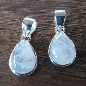 Regenbogen Mondstein Tropfen Anhänger: Sterling Silber Halskette, New Mexico Edelstein