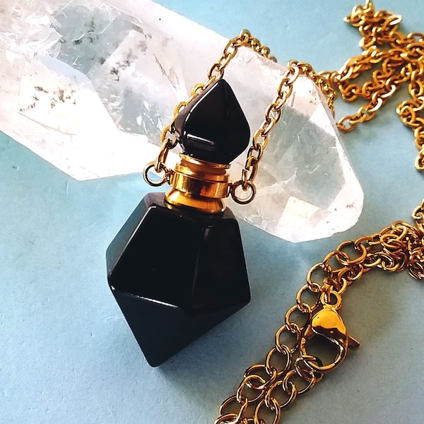 Obsidian Teardrop Urn Necklace: Gemstone Cremation Jewelry