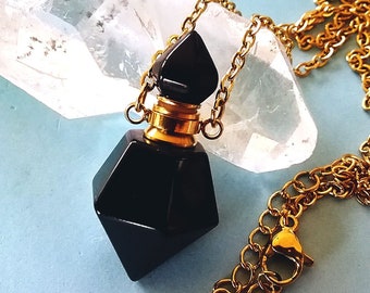 Obsidian Teardrop Urn Necklace: Gemstone Cremation Jewelry