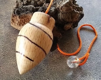 Beechwood Dowsing Pendulum with Hemp Chain & Crystal