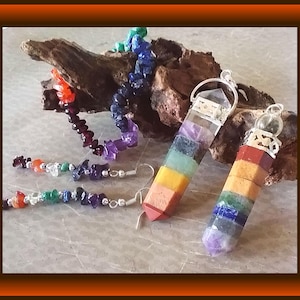 Chakra ANHÄNGER, 7 Chakra Silberkette, Kristallhalskette, Silber Edelsteinkette mit Chakra Kristallen, Geschenk für sie, Schmuckset