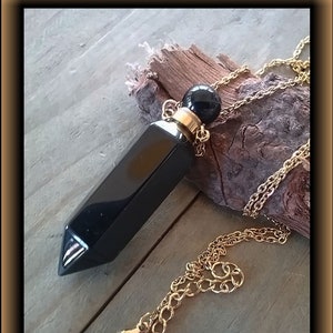 OBSIDIAN Urn Necklace, Cremation Jewelry, OBSIDIAN Ashes Keepsake, Gemstone Memorial, Black CRYSTAL Urn Necklace