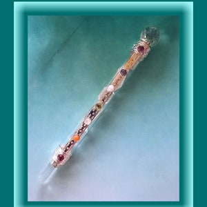 HERKIMER DIAMOND WAND, Large Chakra Crystal Wand With 5 Herkimer Diamonds, Silver Band, Quartz Orb and Faceted Crystal Point