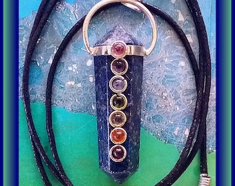 Lapis Lazuli Chakra Pendant: Double Terminated Crystal, Hemp Chain