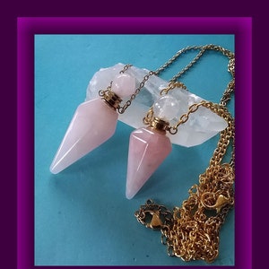ROSE QUARTZ Urn Necklace, Cremation Jewelry, Rose Quartz Crystal Ashes Keepsake, Gemstone Memorial, Heart Urn Necklace