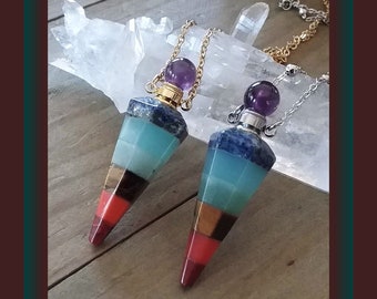 7 Chakra Crystal Urn Necklace: Gemstone Ashes Keepsake Memorial Jewelry