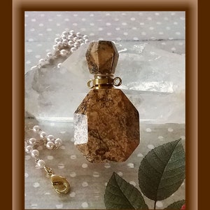 Crystal Urn Necklace, Cremation Jewelry, Natural Stone Ashes Keepsake, Gemstone Memorial, RARE PICTURE JASPER Urn, Cremation Urn Pendant