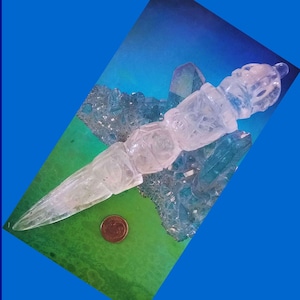 Himalayan Crystal Quartz Phurba: Hand Carved Buddhist Ceremonial Sword