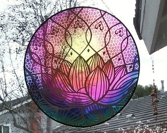 Attrape-soleil fleur de lotus : décoration de vitrail (12 pouces)