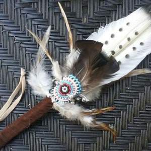 Deluxe SMUDGE KIT, Triple Feather Native American Sioux Design Beadwork ...