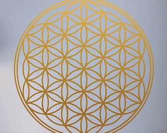 Gold Flower of Life Wall Decal: Sacred Geometry Art Sticker