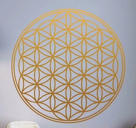 Gold Flower of Life Window Decal: Sacred Geometry Art Sticker for Glass Surfaces