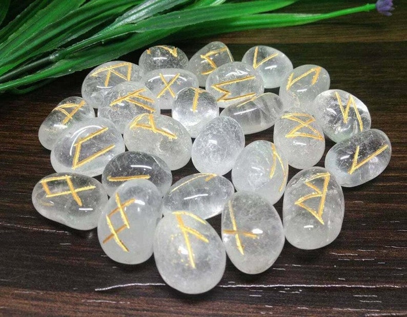 QUARTZ Crystal RUNES HUGE Elder Futhark Crystal Quartz Rune - Etsy