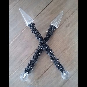 Black TOURMALINE CRYSTAL WAND, Stunning Large 6.5 Inch Solid Black Tourmaline Crystal Wand With Stainless Rod ,Silver Wire, Quartz Point