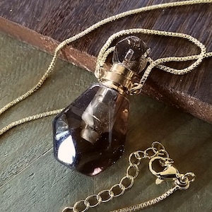 Collier urne en quartz fumé : bijoux de crémation en cristal, souvenir de cendres