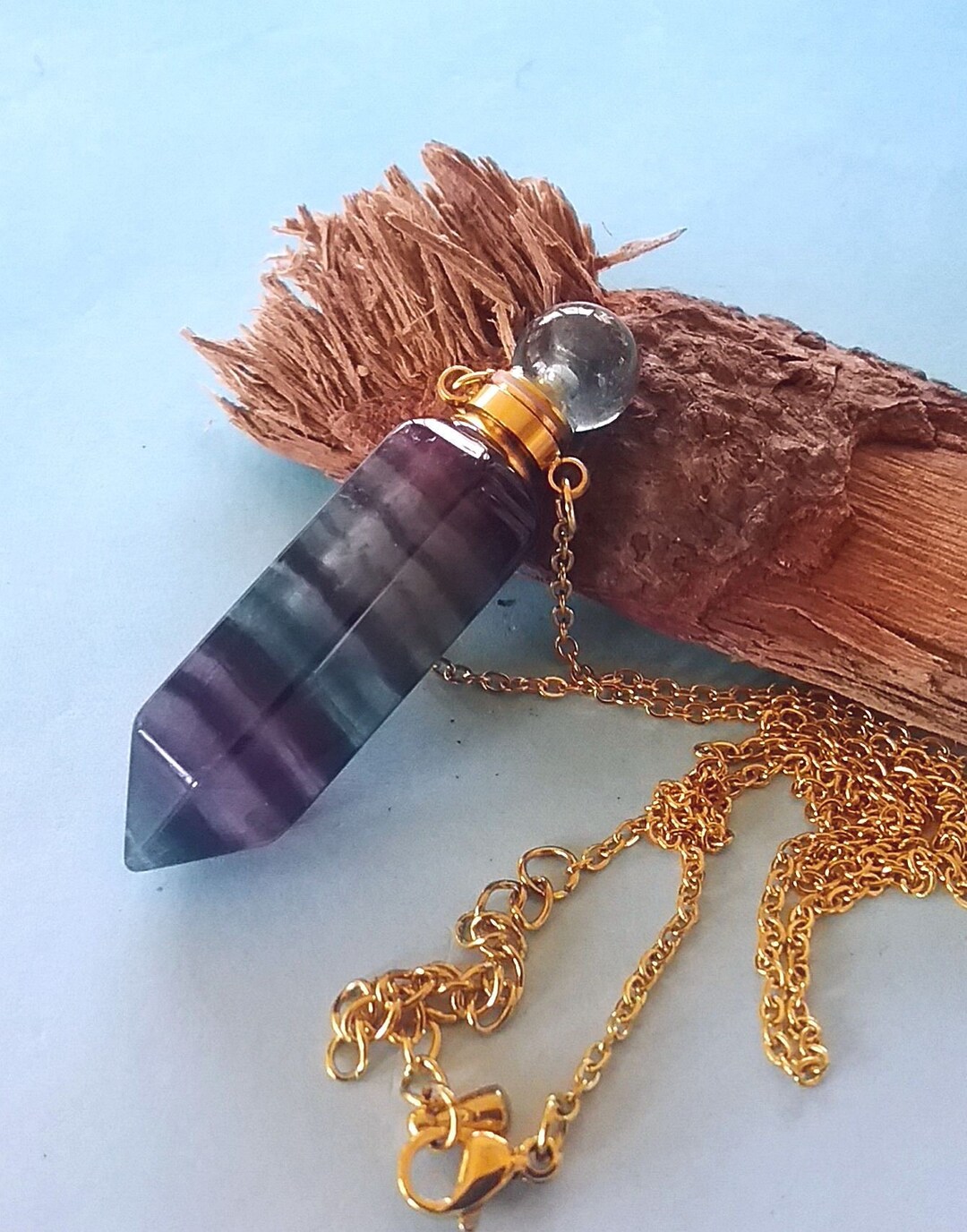 Urn Necklace, Cremation Jewelry, RAINBOW FLUORITE Urn Crystal Ashes