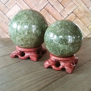 Vesonite Sphere, Green ITALIAN Vesuvianite Crystal Ball, Healing Metaphysical SPHERE Ball, VESONITE  Sphere With Stand