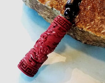 DRAGON Urn Necklace: CINNABAR Gemstone, Ashes Keepsake, Cremation Jewelry, Good Luck Amulet