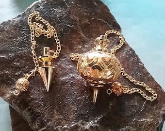Gold Dowsing Pendulum: Vintage Design, Pendulum Kit,  Divination Set