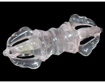 Hand Carved Himalayan Crystal Quartz Dorje: Buddhist Vajra