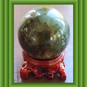 Canadian Labradorite Sphere: Flash Labradorite Crystal Ball with Rosewood Stand