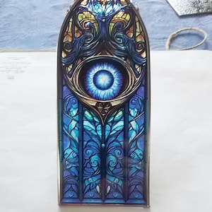 EVIL EYE Suncatcher, Glass Suncatcher, 8" Stained Glass SUNCATCHER With Evil Eye Home Energy Protection