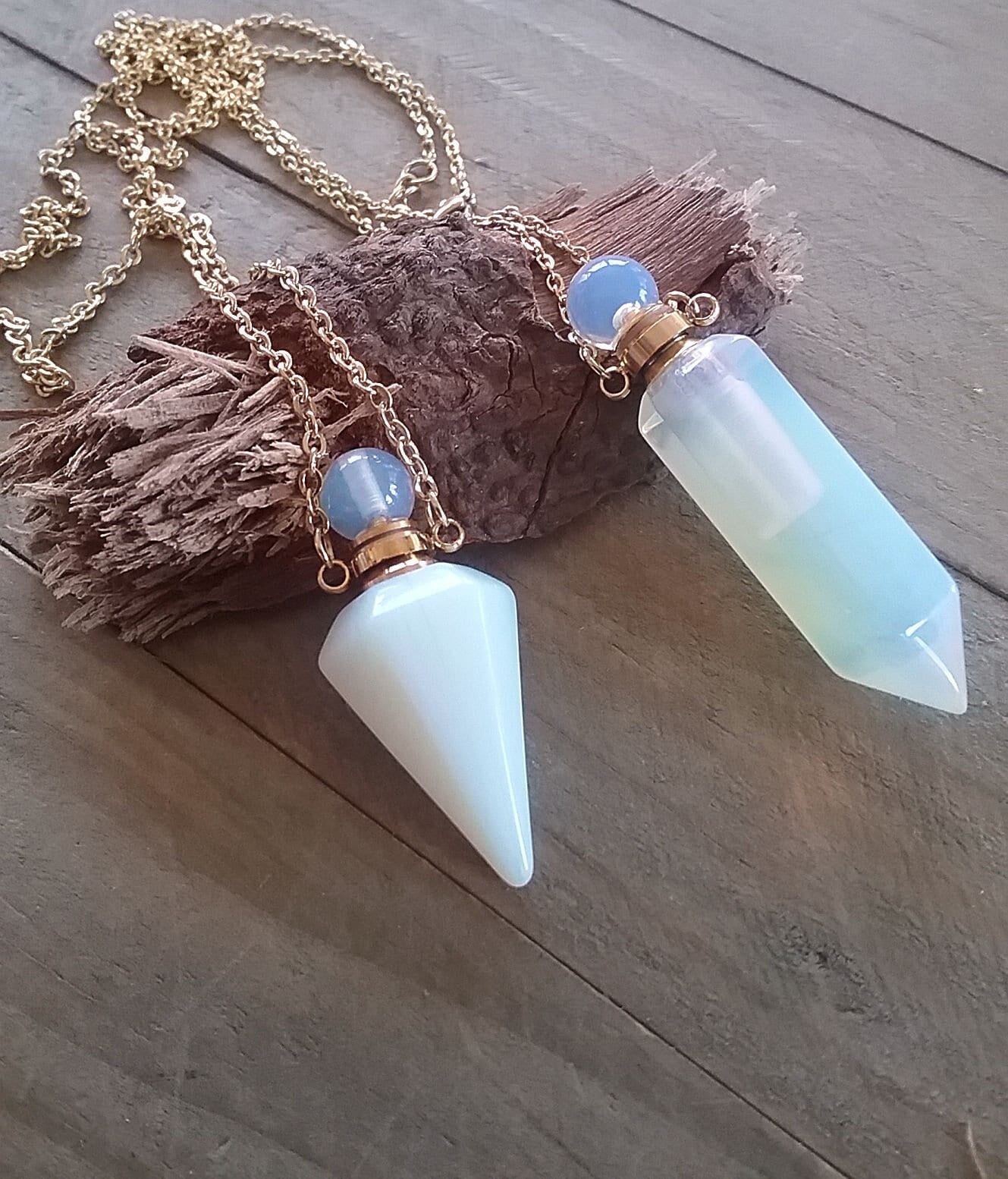 OPALITE Urn Necklace, Cremation Jewelry, OPAL Crystal Ashes Keepsake, Gemstone Memorial, Teardrop Urn Necklace With Gold Or Silver Chain