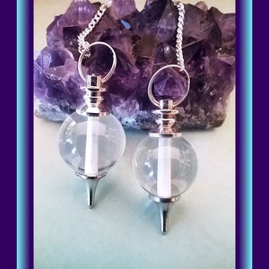 CRYSTAL BALL Pendulum, Silver Dowsing Pendulum With Crystal Quartz Ball,  Divination Pendulum, QUARTZ Pendulum