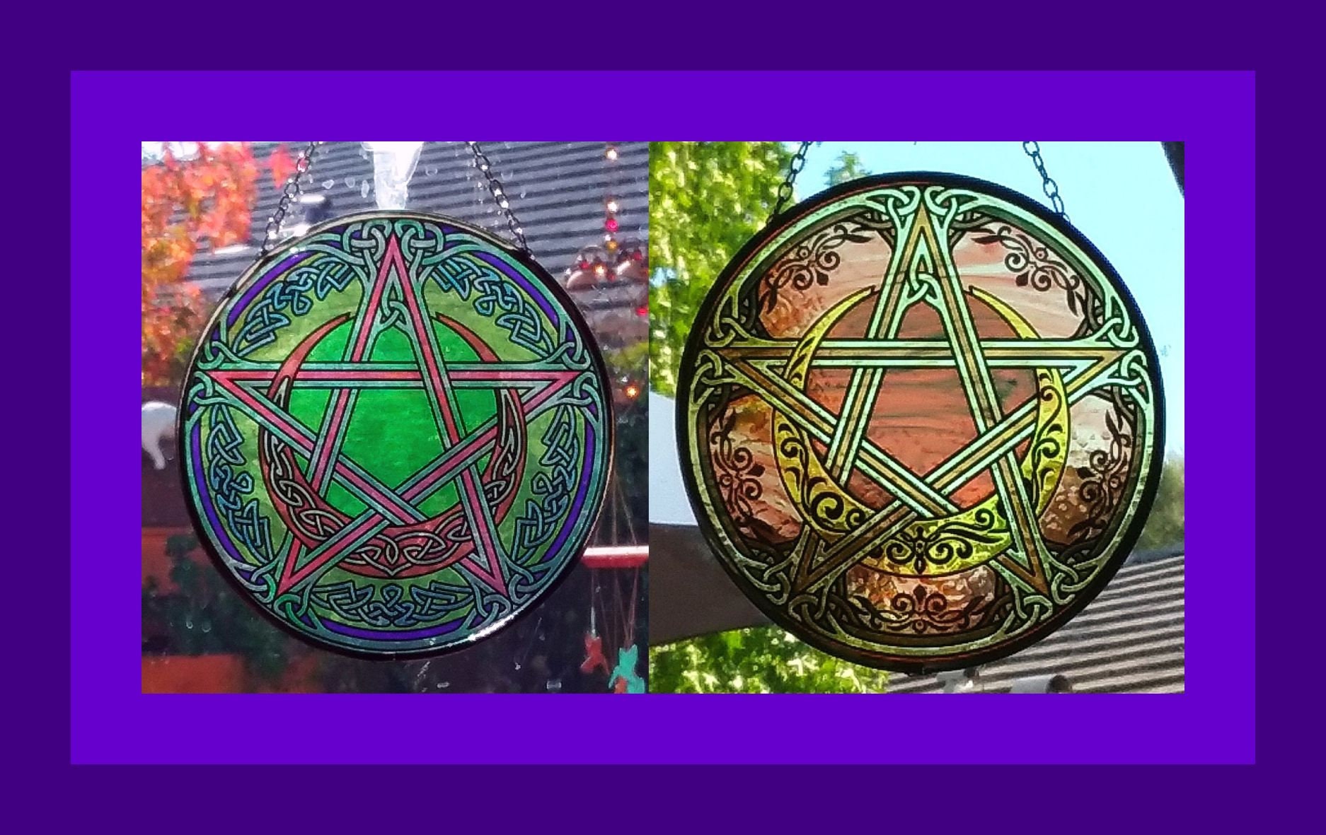 Pentagram Suncatcher Beveled Glass Star Pentacle