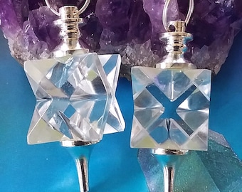 Quartz Crystal Pendulum: 3D Merkaba Star, Sacred Geometry Divination