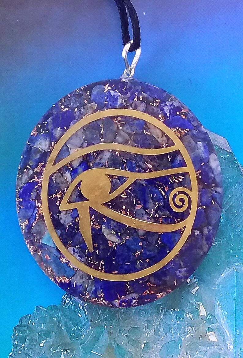 EYE of HORUS Pendant, ORGONE Eye of Ra Pendant, Egyptian Jewelry