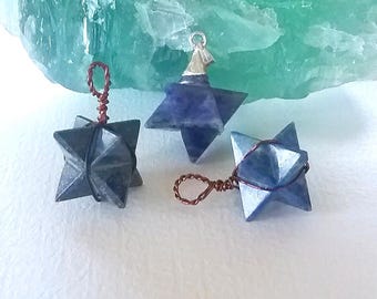 Lapis Lazuli Merkaba Pendant: Sacred Geometry Necklace, Copper or Silver