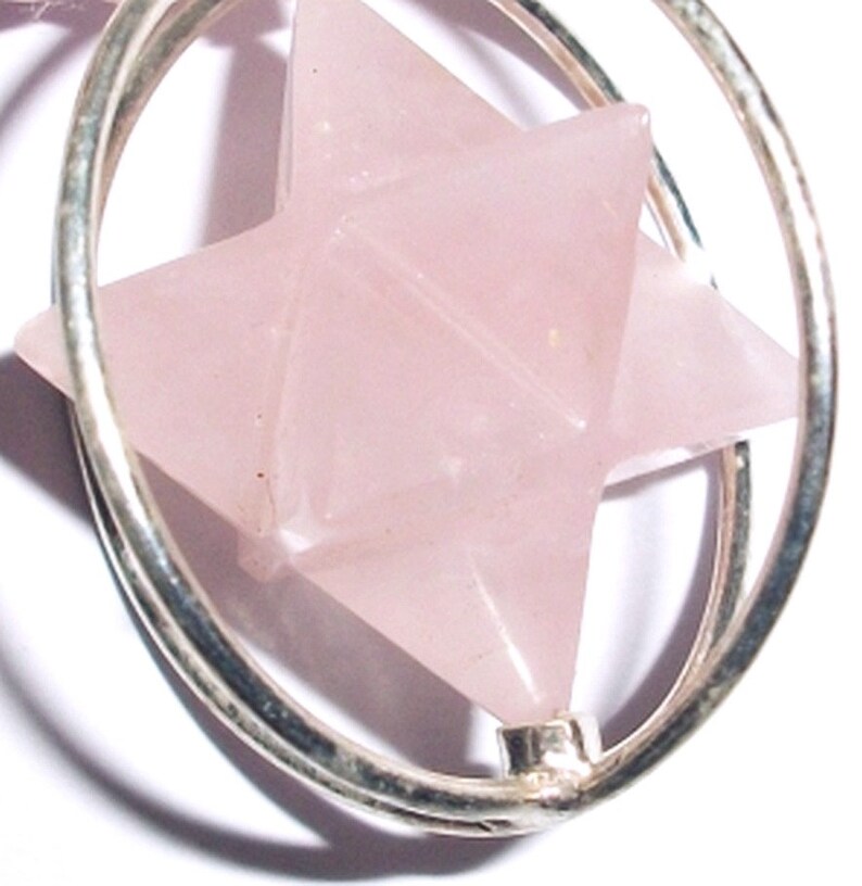 ROSE QUARTZ Pendant, Rose Quartz Merkaba Pendant, Spinning Rose Quartz MERKABA Geometric Pendant, Sacred Geometry Merkaba Necklace image 5