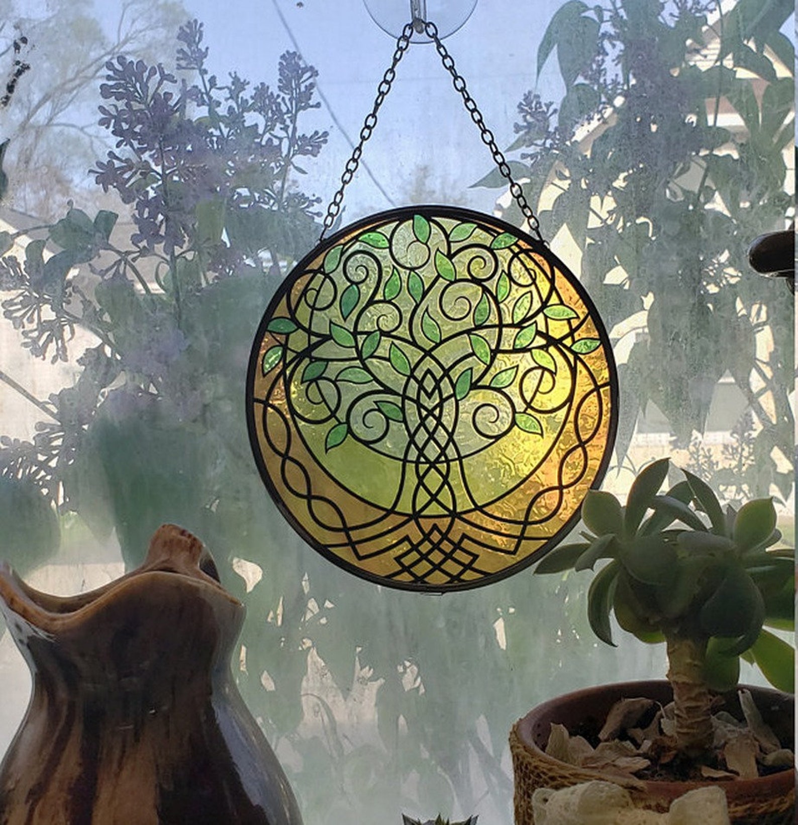 Tree of Life SUNCATCHER Glass Suncatcher STAINED Glass Look 6 Etsy