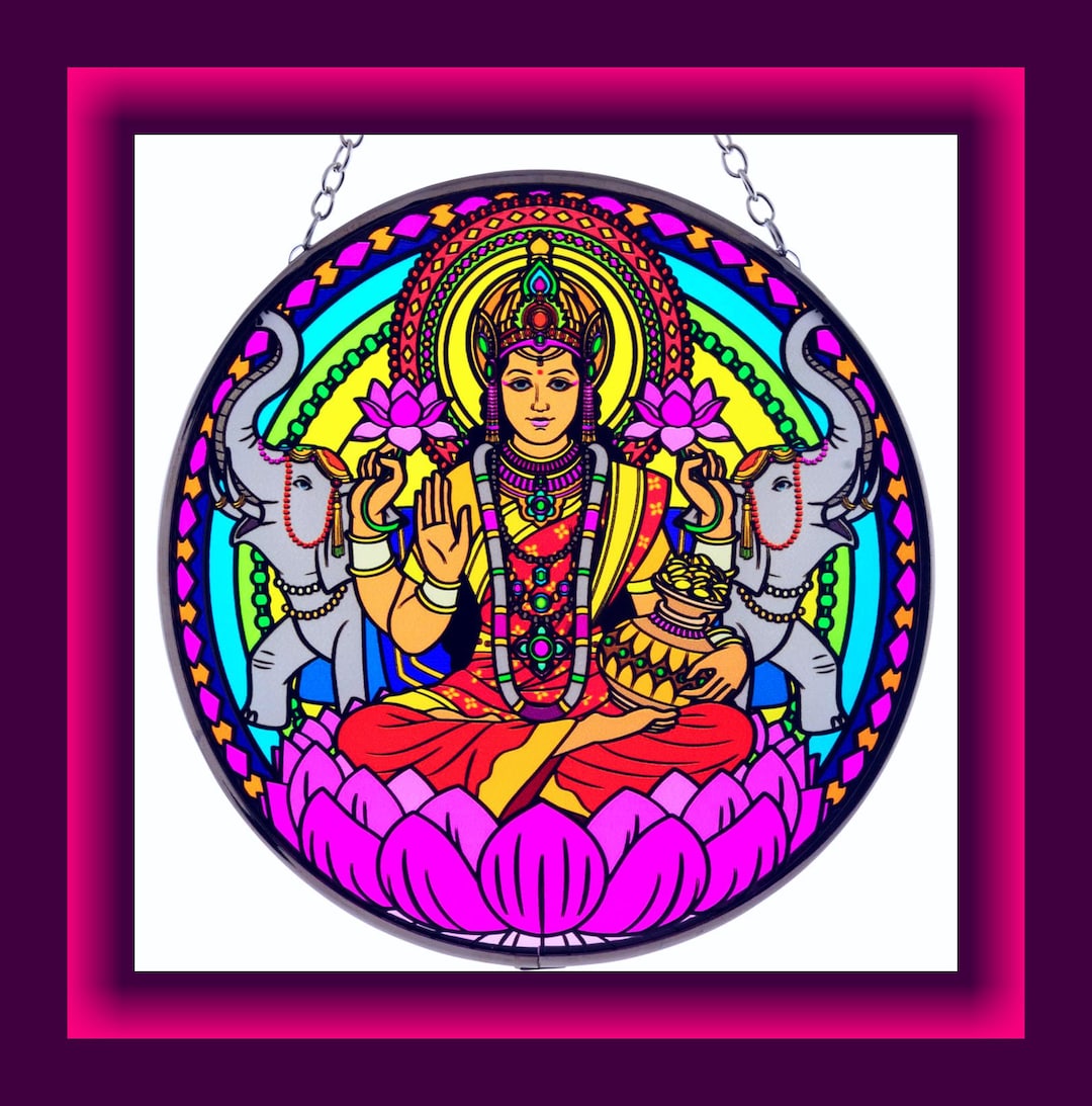 Glass Suncatcher, LAKSHMI SUNCATCHER, 6 Stained Glass Look Suncatcher