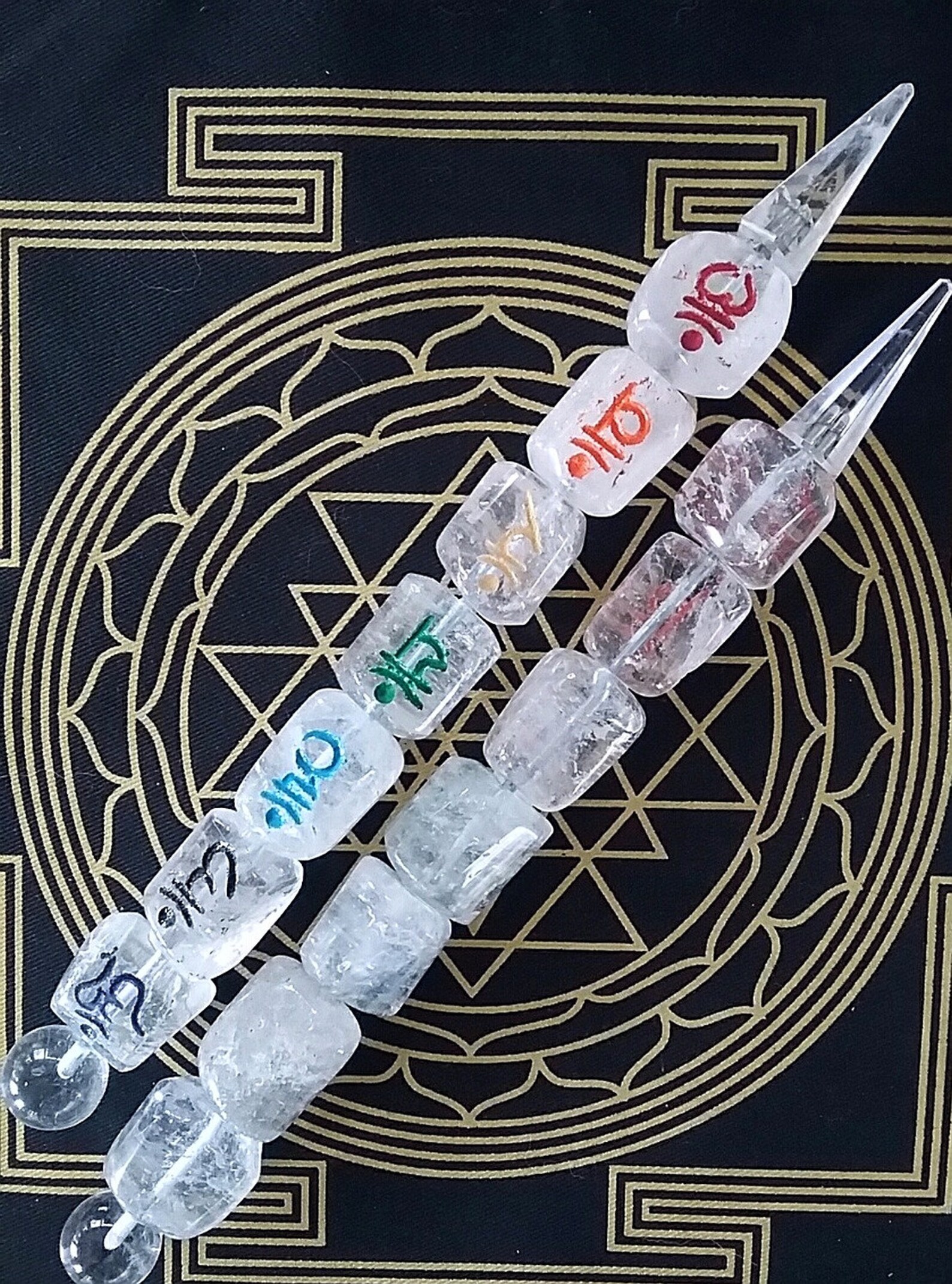 CRYSTAL QUARTZ Chakra WAND Engraved Sanskrit Chakra Symbol Etsy