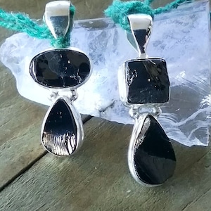 ELITE Raw Shungite Sterling Silver Pendant - EMF Energy Protection Necklace With Russian SHUNGITE, Karelia Shungite