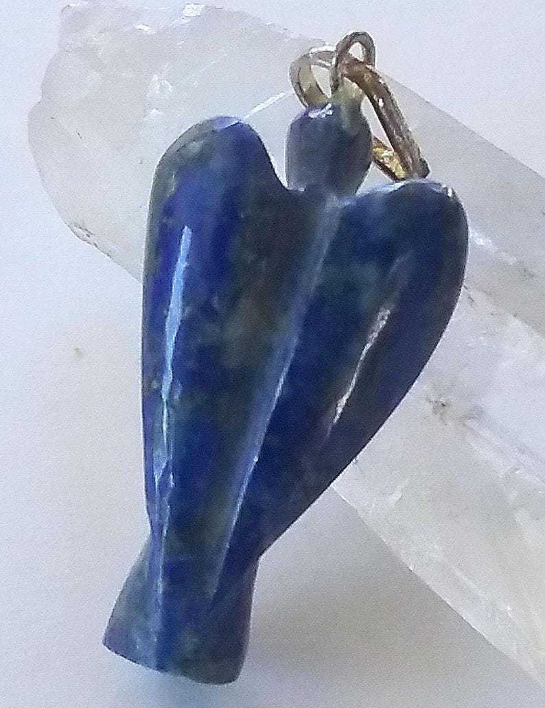 Lapislazuli Engel Anhänger Halskette: Handgeschnitzter solider blauer Lapis Kristall Bild 6