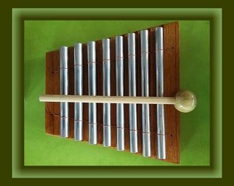 Handmade Energy Chime: 3 or 8 Tube Wood and Metal Sound Healing Instrument