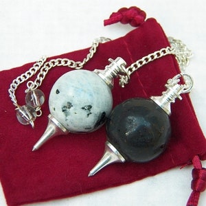 MOONSTONE Pendulum, 2 Silver Dowsing Pendulum With Rainbow Moonstone,  Divination Pendulum, Rainbow Moonstone Pendulum