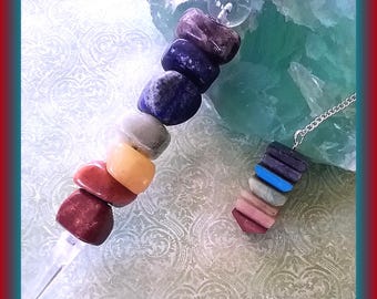 7 Chakra Crystal Wand with Large Tumbled Stones, Faceted Point and Crystal Orb