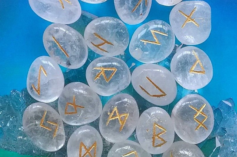 QUARTZ Crystal RUNES HUGE Elder Futhark Crystal Quartz Rune - Etsy