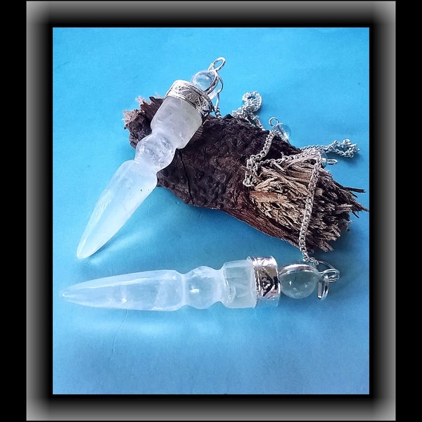 PHURBA PENDULUM, Crystal PHURBA Dowsing Pendulum, Tibetan Phurba Pendulum With Silver Cap, Buddhist Ceremonial Ghost Dagger