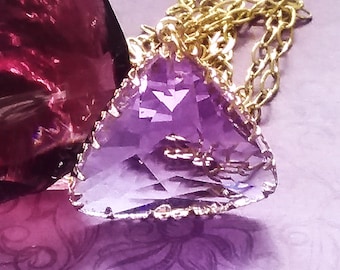 Violet Flame Andara Pendant: Gold Plated Sterling Silver Necklace, DNA Activation
