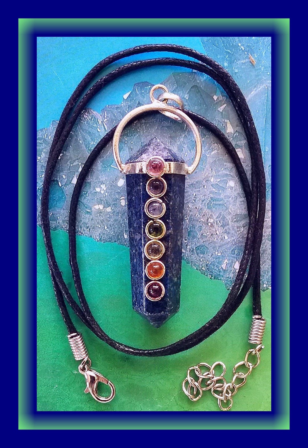 Lapis Lazuli Chakra Pendant: Double Terminated Crystal, Hemp Chain - Etsy