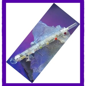 Crystal Quartz Chakra Wand: Silver Band, Orb & Faceted Point