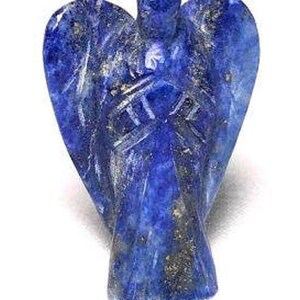 Lapislazuli Engel Anhänger Halskette: Handgeschnitzter solider blauer Lapis Kristall Bild 4