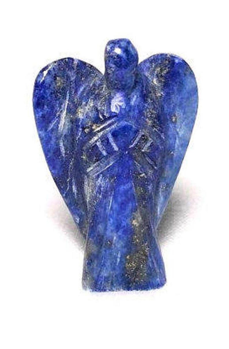 Lapislazuli Engel Anhänger Halskette: Handgeschnitzter solider blauer Lapis Kristall Bild 4